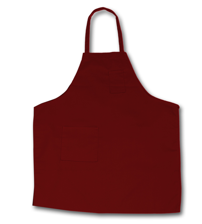 Bib Apron Burgundy Two-Pocket 29"L x 25.5"W